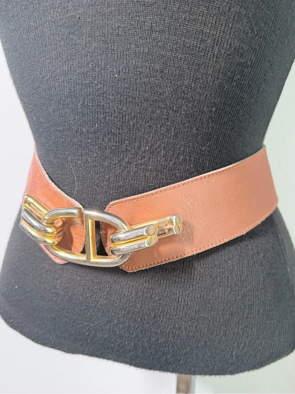 Authentic Christian Dior Vintage Wide Leather Waist Belt